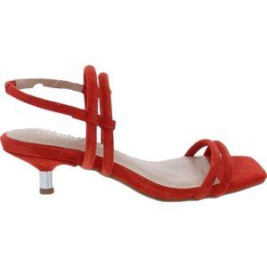 #23 Alfani Womens Paulina Red Open-Toed Ankle Strap Kitten Heels Shoes